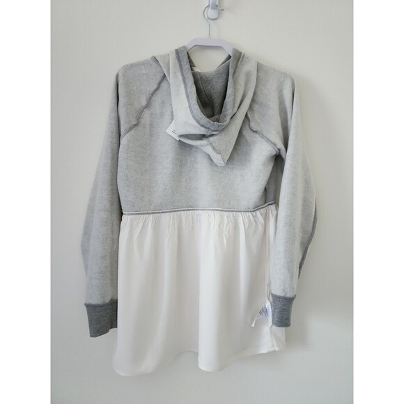 NWT Motherhood Maternity Hooded Sweatshirt Grey Cream Skirted Long Sleeve Size M - Picture 4 of 8